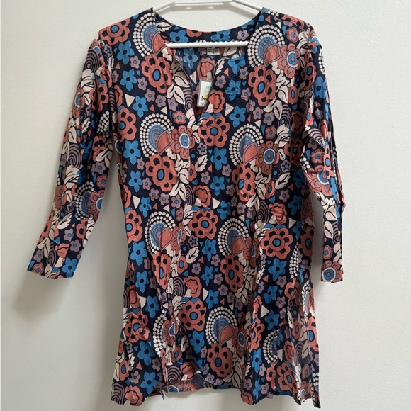 Tops - Boutique Floral Printed Cotton Blouse M
